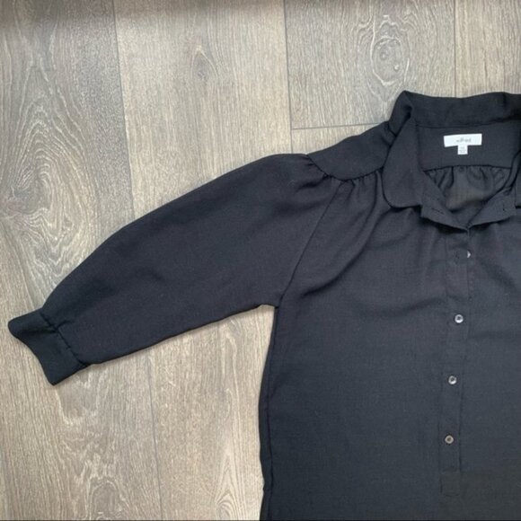 Aritzia Wilfred Blouse 3/4 Length Sleeve Black Button Front Collared Size XXS - Picture 5 of 15